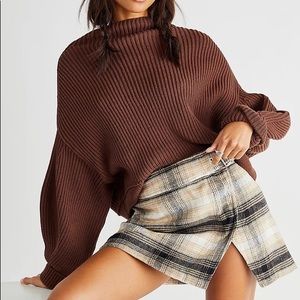 Emmy Mock Neck Free People Brown Sweater
